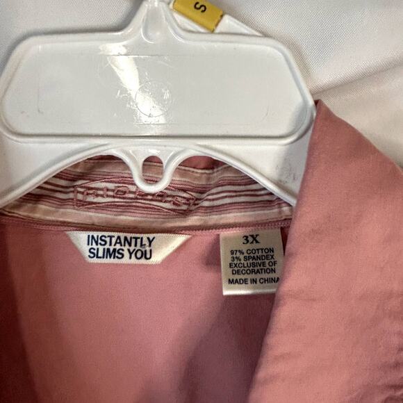 Riders Size 3X Pink Women's top button-down blouse Instantly Slims You - Picture 2 of 8